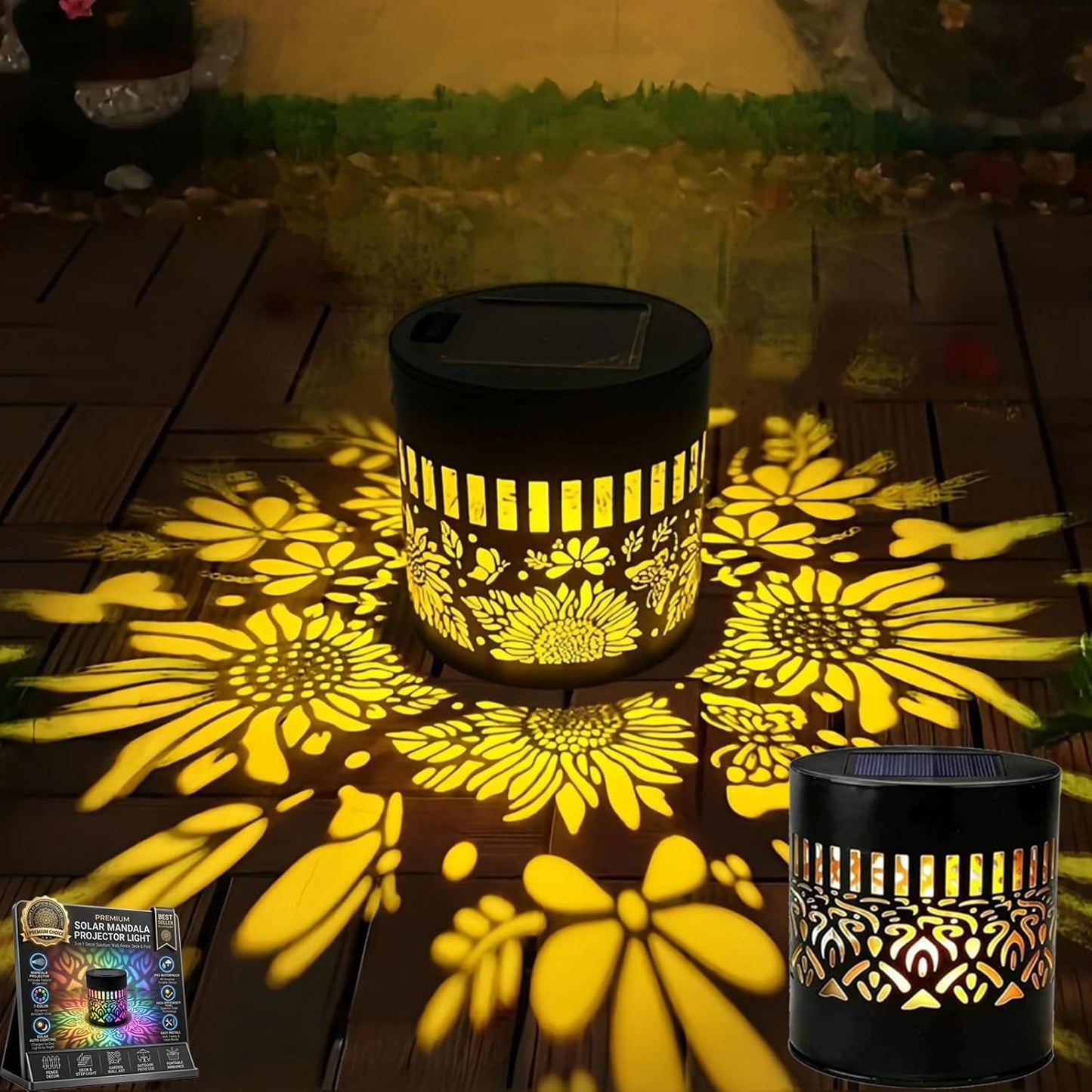 💥Factory Direct Sale💥 4PCS Solar Mandala Lights – Outdoor Waterproof Wall Decor ☀️