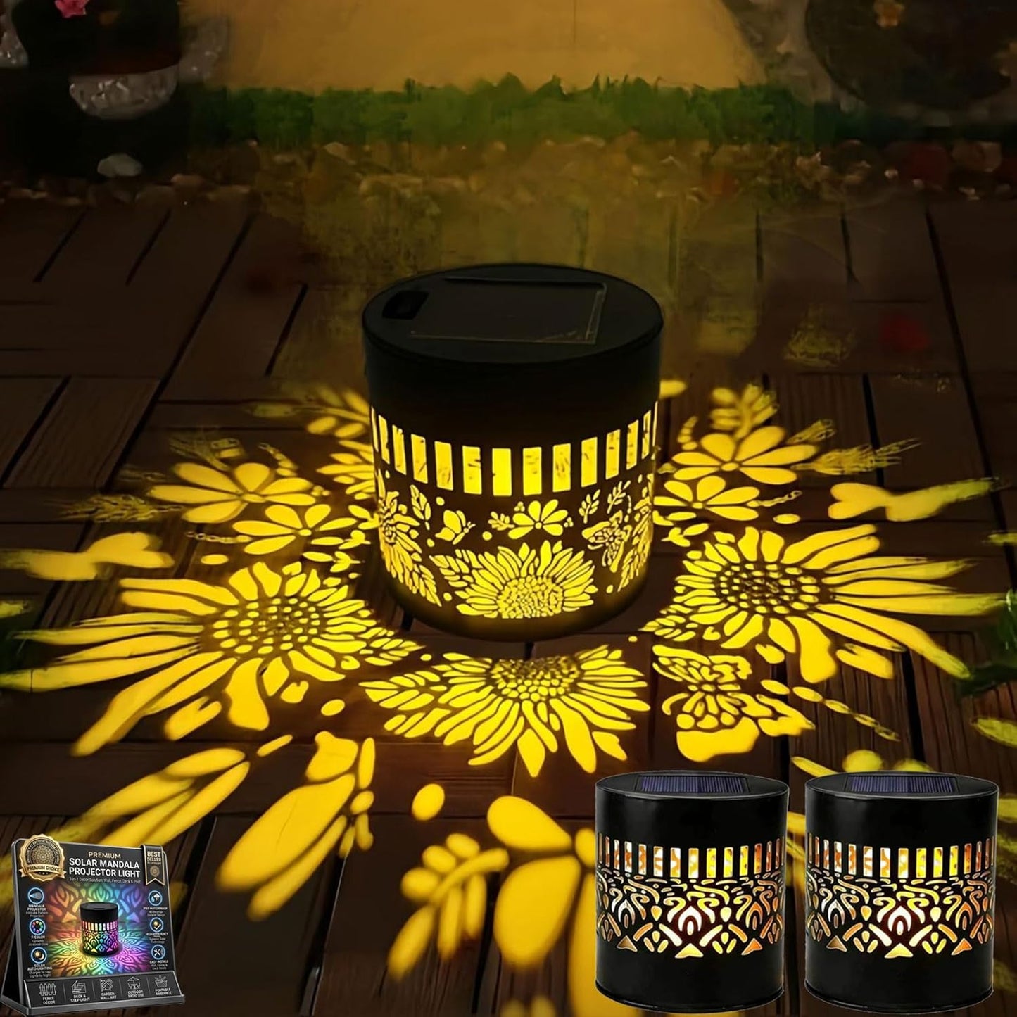 💥Factory Direct Sale💥 4PCS Solar Mandala Lights – Outdoor Waterproof Wall Decor ☀️