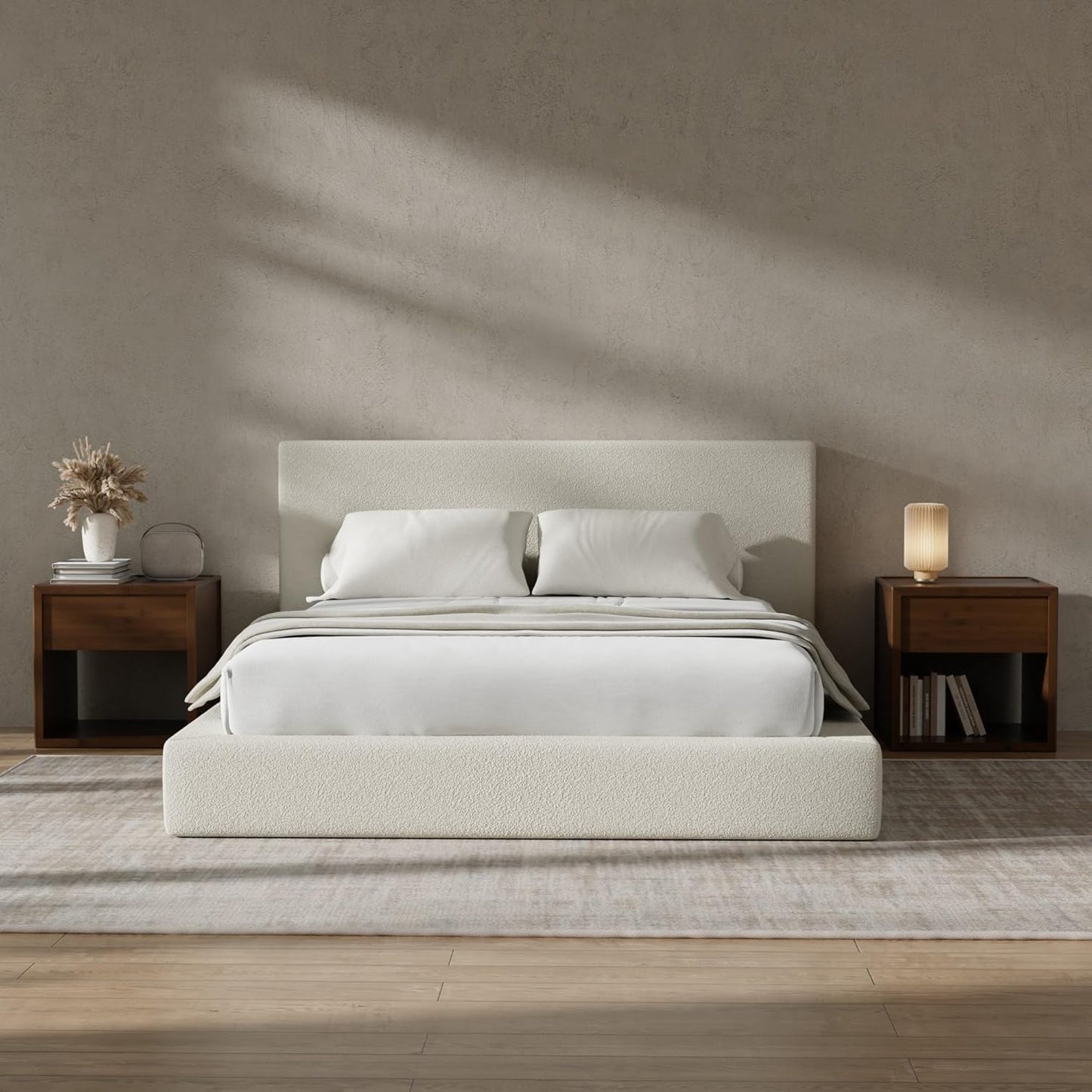💥Factory Direct Sale💥Cloud Queen Bed Frame with Headboard – Beige Chenille