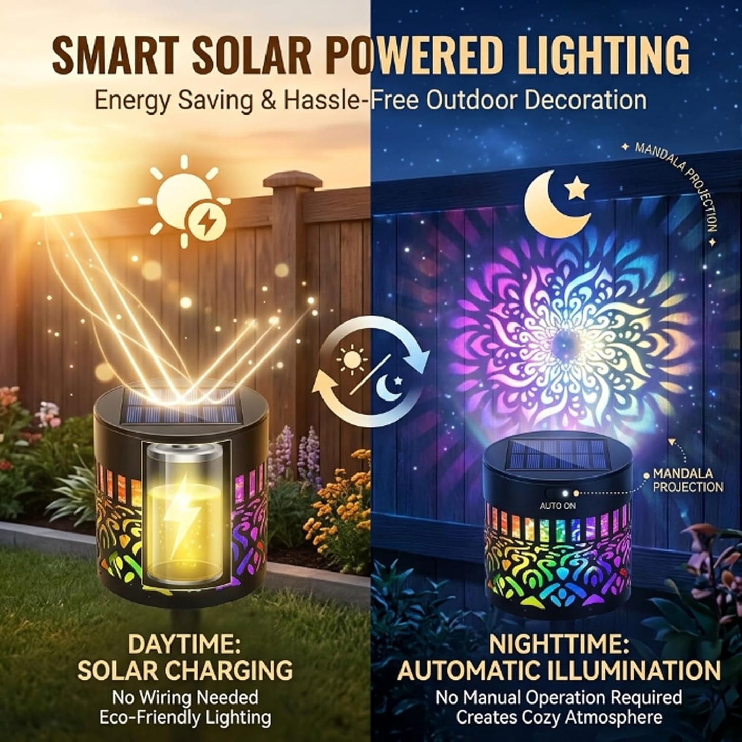 💥Factory Direct Sale💥 4PCS Solar Mandala Lights – Outdoor Waterproof Wall Decor ☀️