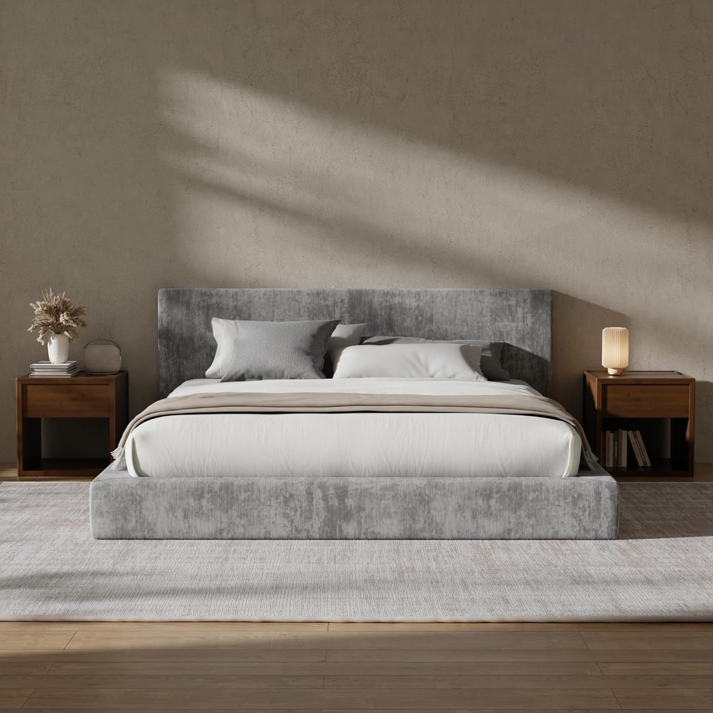 💥Factory Direct Sale💥Cloud Queen Bed Frame with Headboard – Beige Chenille
