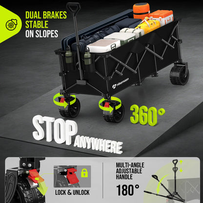 💥Factory Direct Sell💥Heavy Duty Folding Wagon 🚙 All-Terrain Beach Cart 🌿 560LB Capacity 💪
