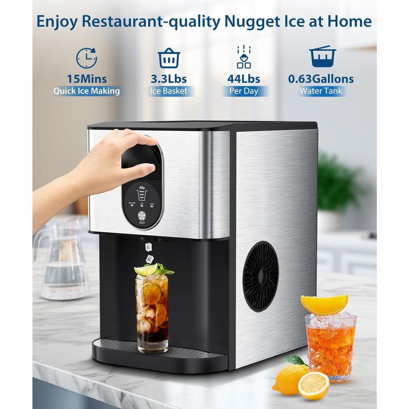 💥Factory Direct Sell💥 Nugget Ice Maker ❄️✨ 44 lbs/Day Self-Dispensing Ice 🧊