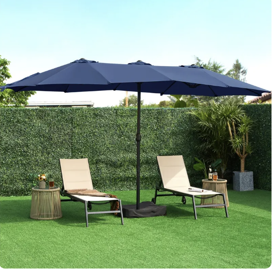 🎯 CLEARANCE: 15ft Double-Sided Solar LED Umbrella for Pool/Patio 🛒