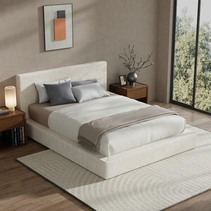 💥Factory Direct Sale💥Cloud Queen Bed Frame with Headboard – Beige Chenille