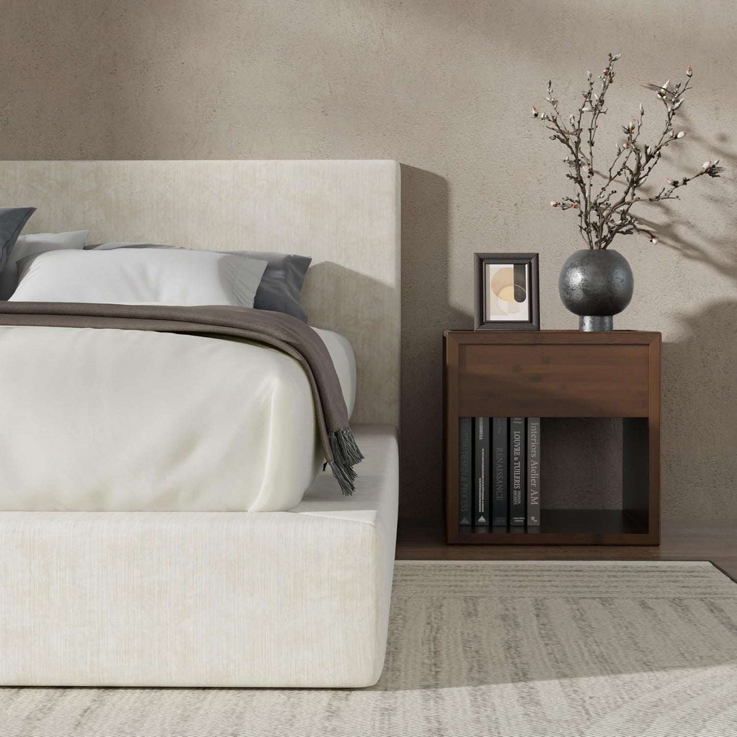 💥Factory Direct Sale💥Cloud Queen Bed Frame with Headboard – Beige Chenille