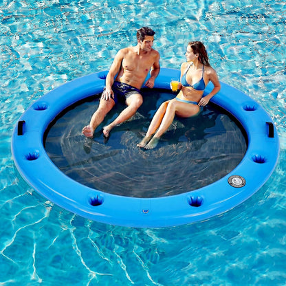 💥Factory Direct Sale💥Round Floating Dock, 2-8 People Inflatable Water Hammock Float with Pump