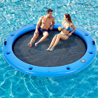 💥Factory Direct Sale💥Round Floating Dock, 2-8 People Inflatable Water Hammock Float with Pump