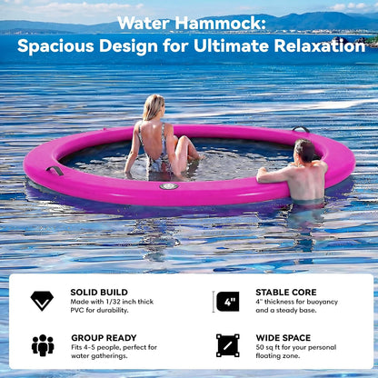 💥Factory Direct Sale💥Round Floating Dock, 2-8 People Inflatable Water Hammock Float with Pump