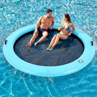 💥Factory Direct Sale💥Round Floating Dock, 2-8 People Inflatable Water Hammock Float with Pump