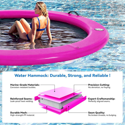 💥Factory Direct Sale💥Round Floating Dock, 2-8 People Inflatable Water Hammock Float with Pump