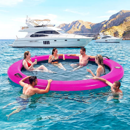 💥Factory Direct Sale💥Round Floating Dock, 2-8 People Inflatable Water Hammock Float with Pump