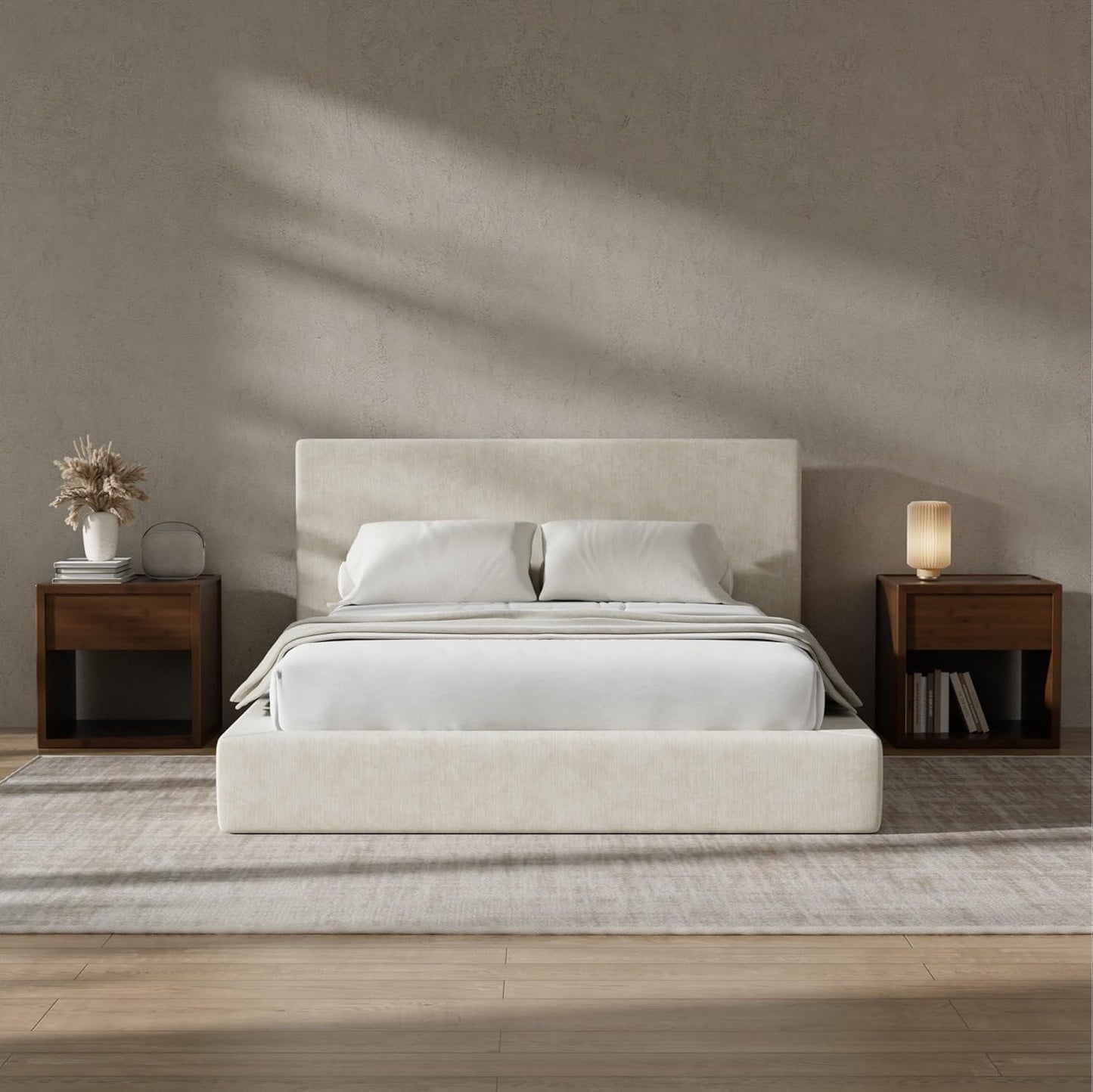 💥Factory Direct Sale💥Cloud Queen Bed Frame with Headboard – Beige Chenille