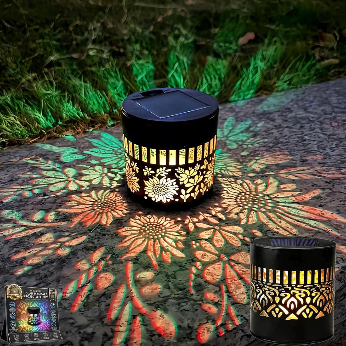 💥Factory Direct Sale💥 4PCS Solar Mandala Lights – Outdoor Waterproof Wall Decor ☀️