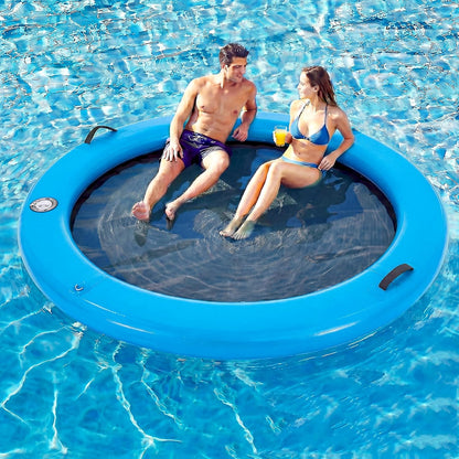 💥Factory Direct Sale💥Round Floating Dock, 2-8 People Inflatable Water Hammock Float with Pump