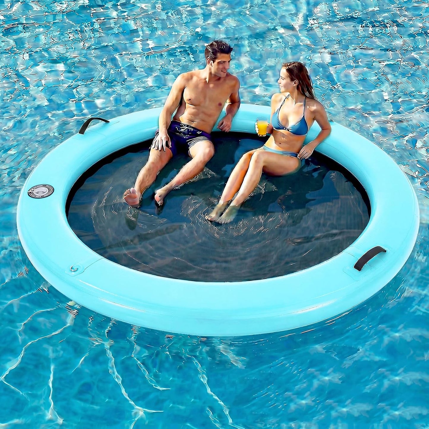💥Factory Direct Sale💥Round Floating Dock, 2-8 People Inflatable Water Hammock Float with Pump