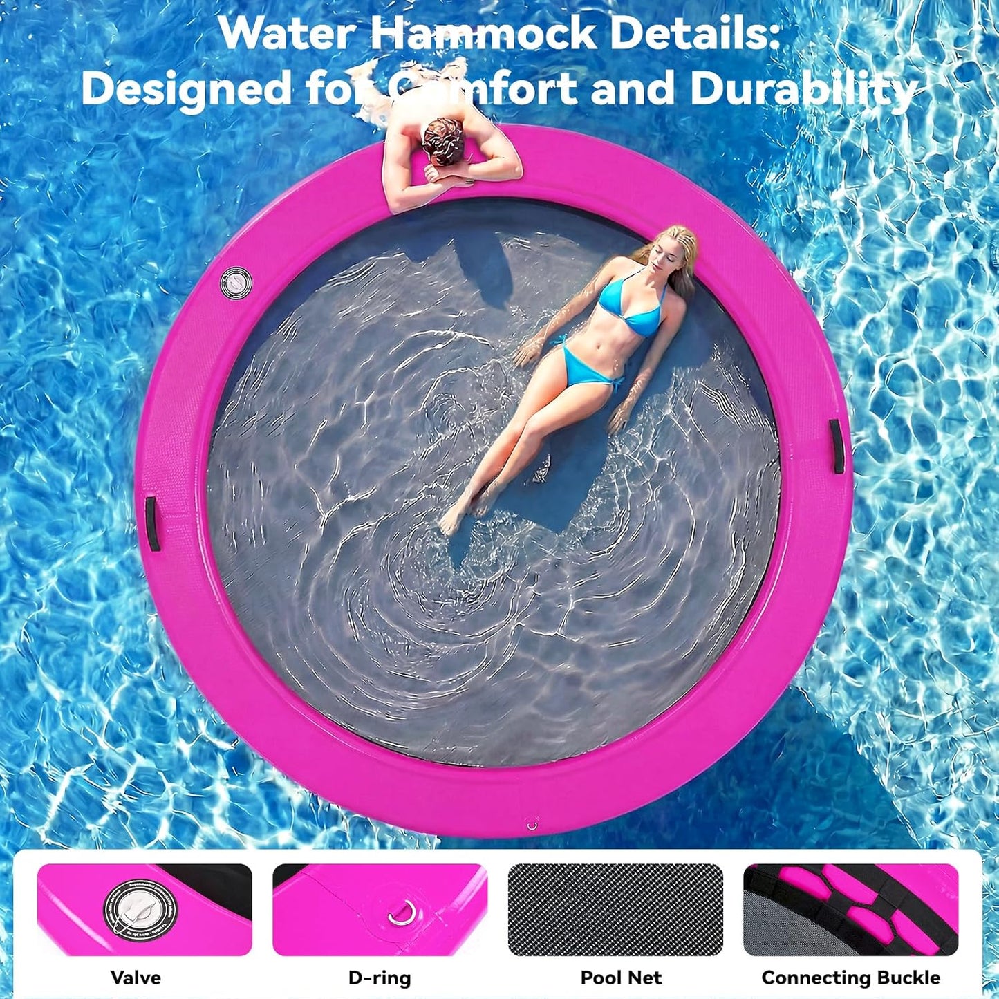 💥Factory Direct Sale💥Round Floating Dock, 2-8 People Inflatable Water Hammock Float with Pump