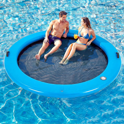 💥Factory Direct Sale💥Round Floating Dock, 2-8 People Inflatable Water Hammock Float with Pump