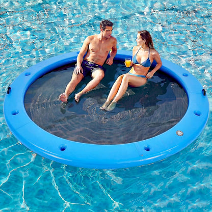 💥Factory Direct Sale💥Round Floating Dock, 2-8 People Inflatable Water Hammock Float with Pump