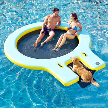 💥Factory Direct Sale💥Round Floating Dock, 2-8 People Inflatable Water Hammock Float with Pump