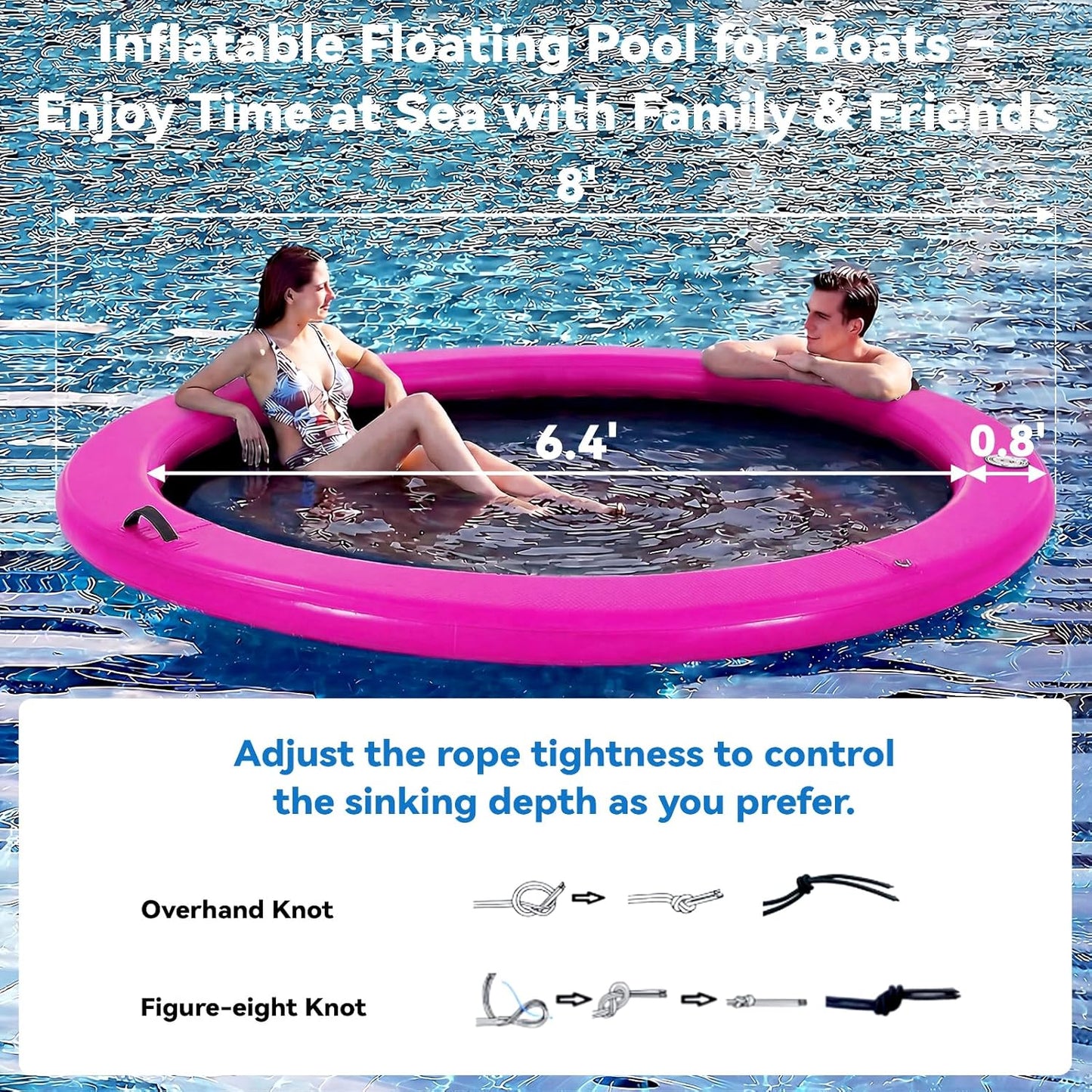 💥Factory Direct Sale💥Round Floating Dock, 2-8 People Inflatable Water Hammock Float with Pump