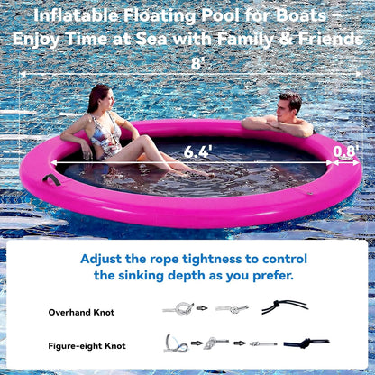 💥Factory Direct Sale💥Round Floating Dock, 2-8 People Inflatable Water Hammock Float with Pump