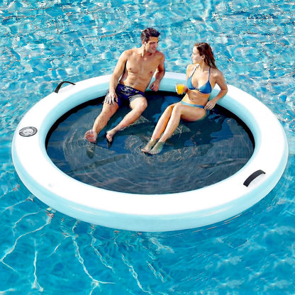 💥Factory Direct Sale💥Round Floating Dock, 2-8 People Inflatable Water Hammock Float with Pump