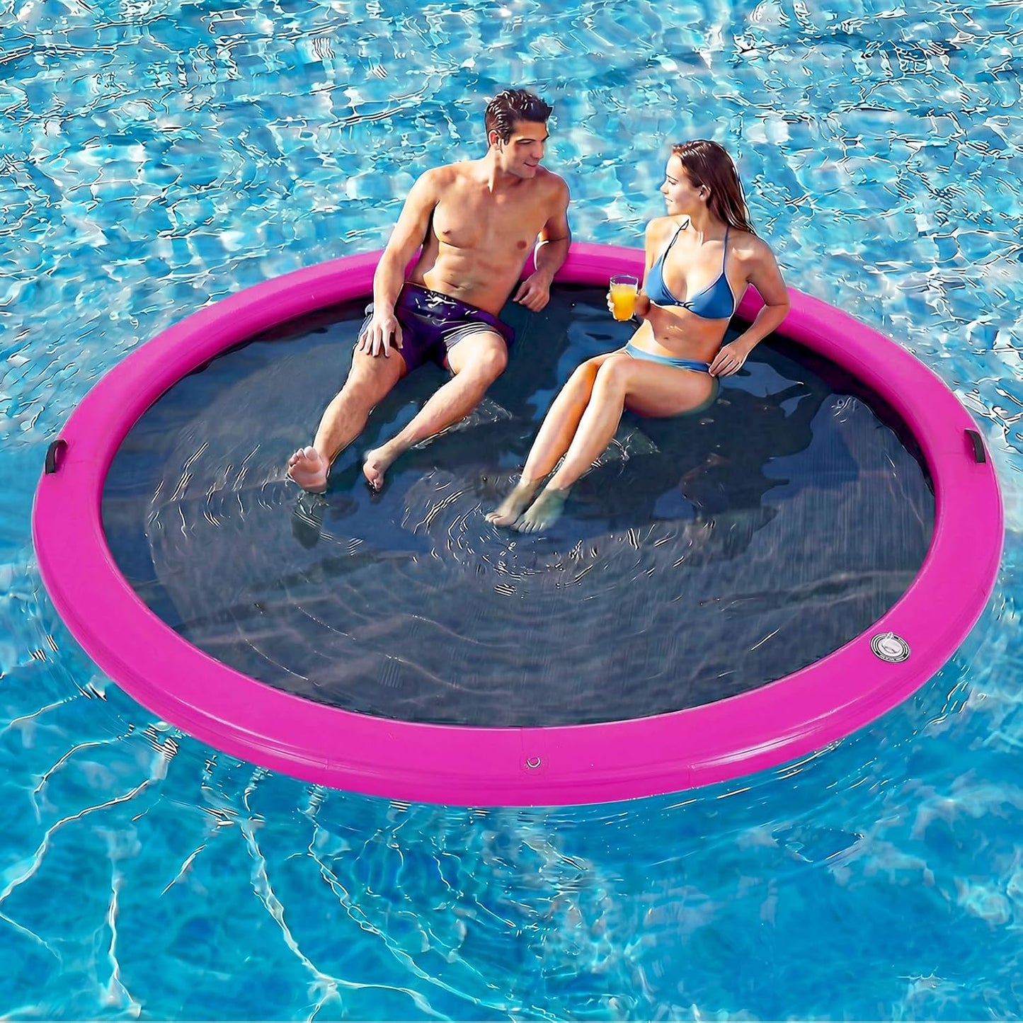💥Factory Direct Sale💥Round Floating Dock, 2-8 People Inflatable Water Hammock Float with Pump