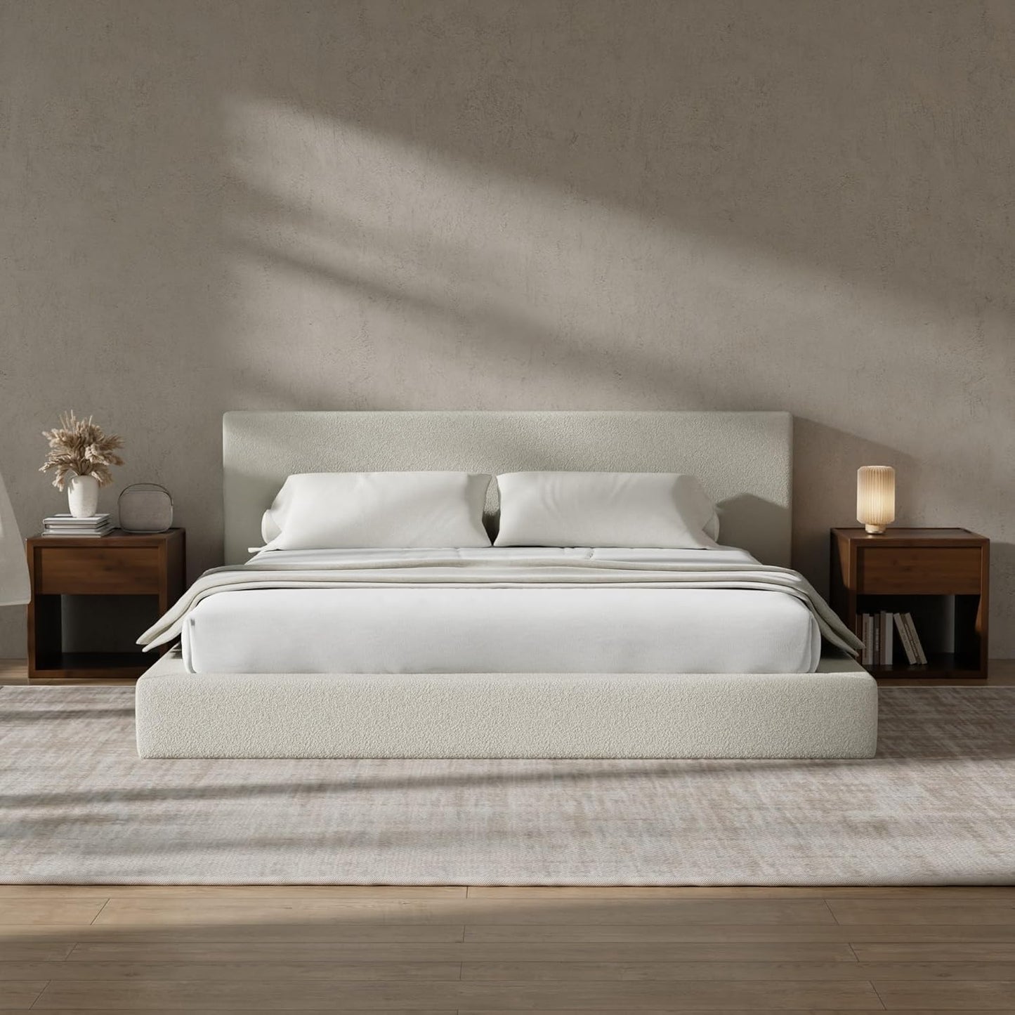 💥Factory Direct Sale💥Cloud Queen Bed Frame with Headboard – Beige Chenille