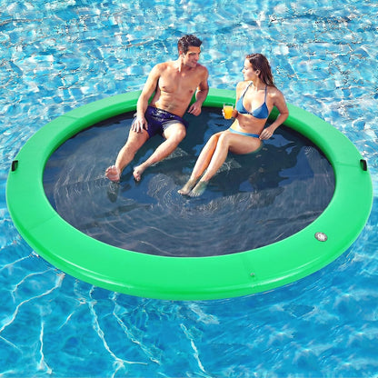 💥Factory Direct Sale💥Round Floating Dock, 2-8 People Inflatable Water Hammock Float with Pump