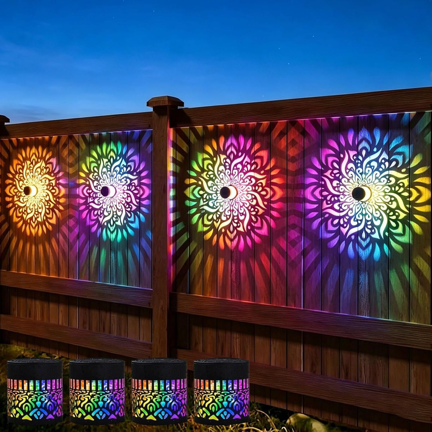 💥Factory Direct Sale💥 4PCS Solar Mandala Lights – Outdoor Waterproof Wall Decor ☀️
