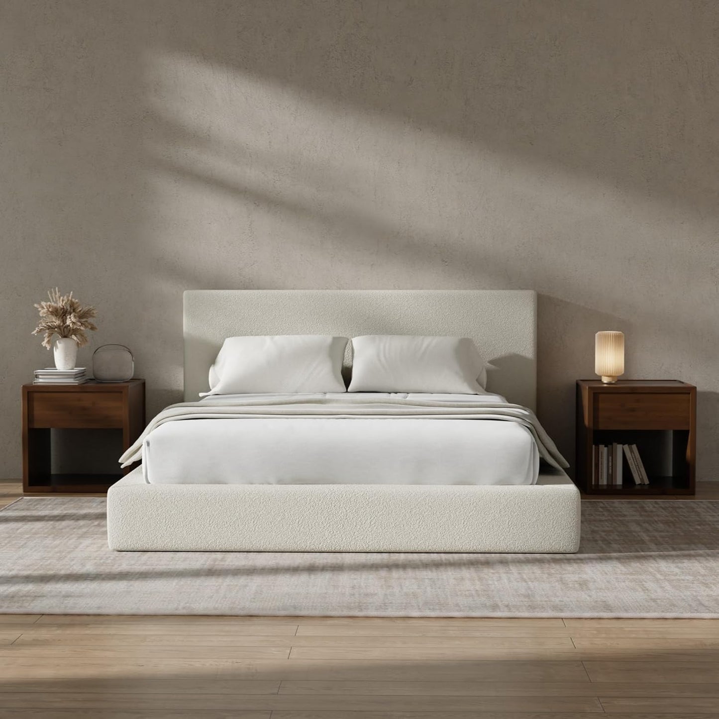 💥Factory Direct Sale💥Cloud Queen Bed Frame with Headboard – Beige Chenille
