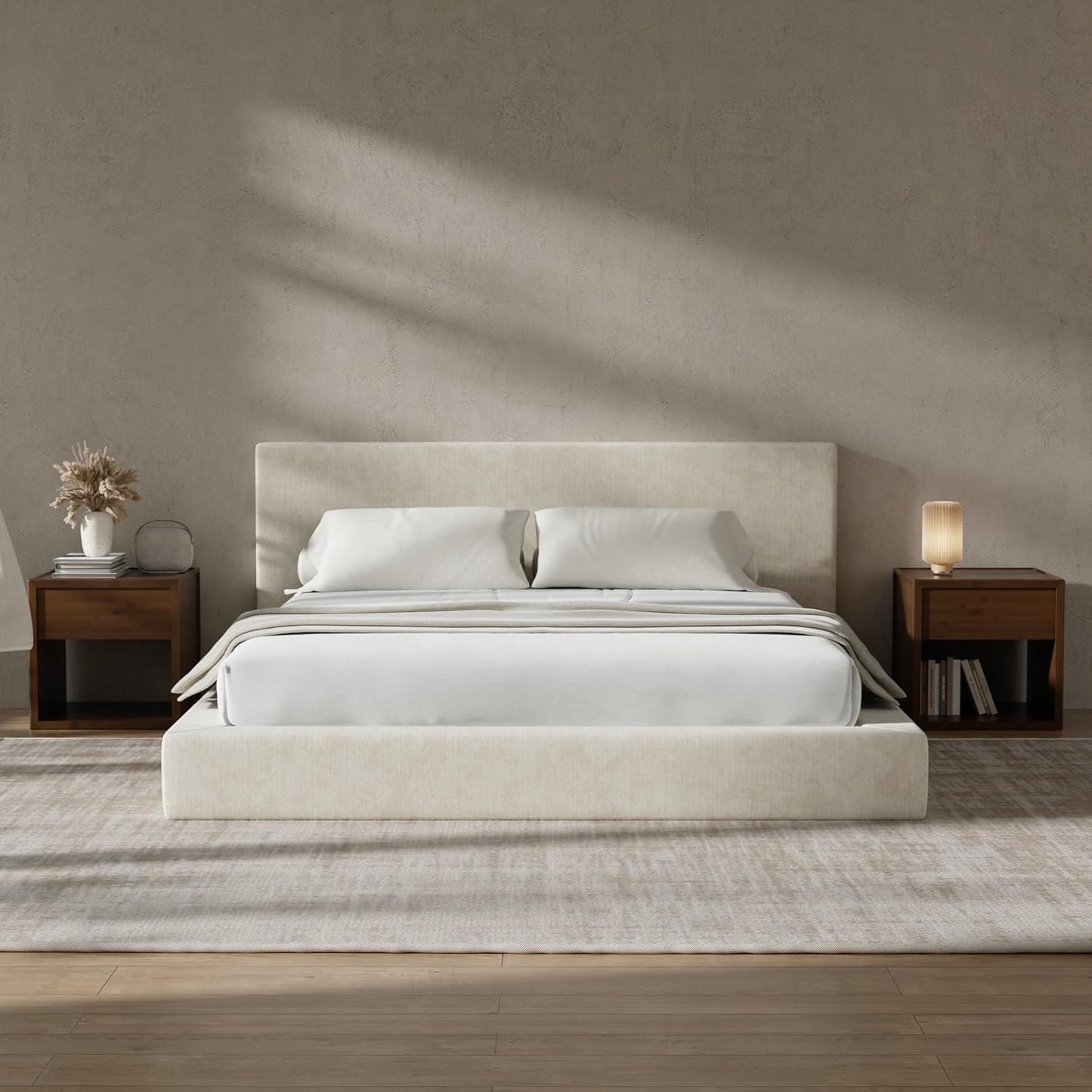 💥Factory Direct Sale💥Cloud Queen Bed Frame with Headboard – Beige Chenille
