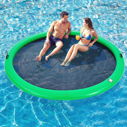 💥Factory Direct Sale💥Round Floating Dock, 2-8 People Inflatable Water Hammock Float with Pump