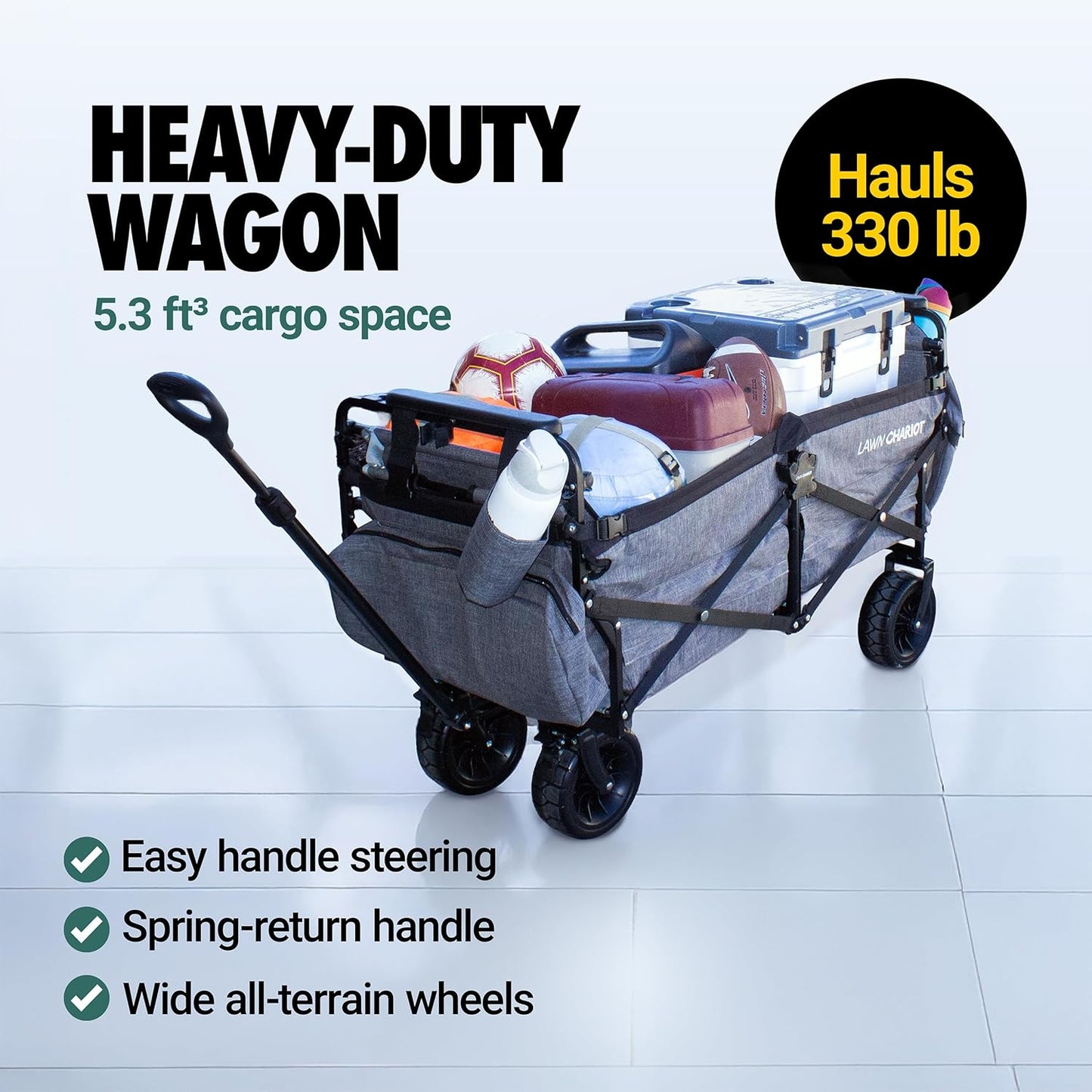 💥Factory Direct Sell💥 Folding Lawn Wagon 🚙✨ 2 Seats, UPF 50+ Canopy & All-Terrain Wheels 🌿