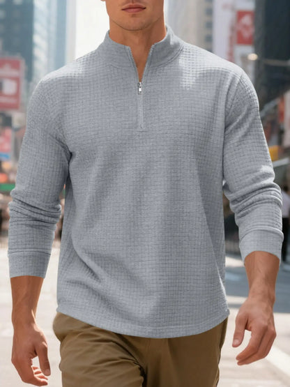 💝💝Men's Regular Fit Plain Half Zip Up Sweatshirt, Casual Long Sleeve Pullover for Spring & Fall, Fashion Men's Clothes for Daily Wear