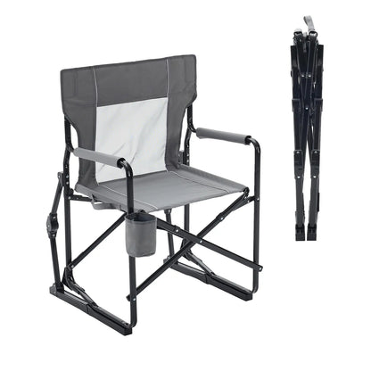 💥Factory Direct Sell💥Folding Camping Rocker Chair 🪑 Extra Wide Comfort 🌿 Padded High Back 💪