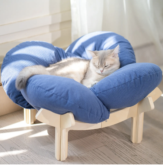 🐱 CLEARANCE: Elevated Wooden Cat Bed w/Cushion   Large   🏭 Factory Direct ✨