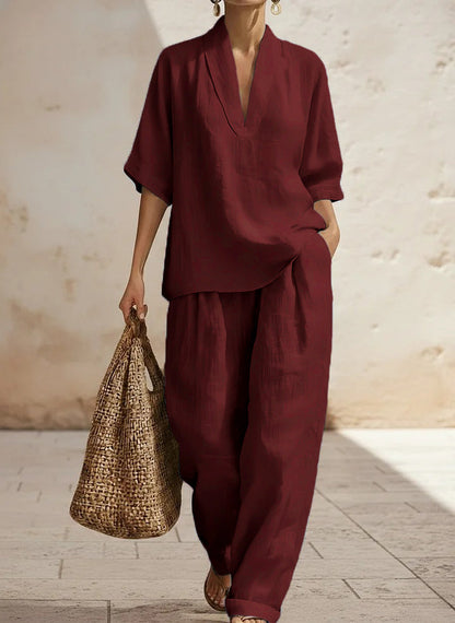 🎁New Arrivals🔥 Women's Casual Cozy Minimalist Linen Two-piece Set