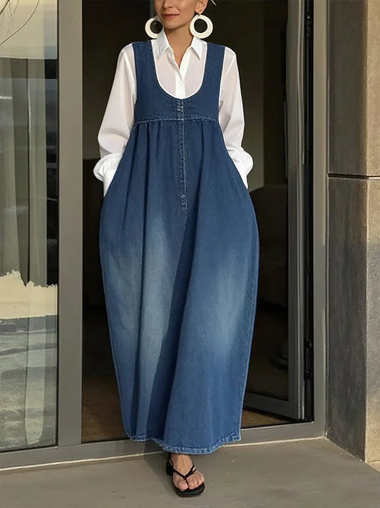 🎁New Arrivals🔥Women's Sleeveless Casual Loose Denim Vest Dress