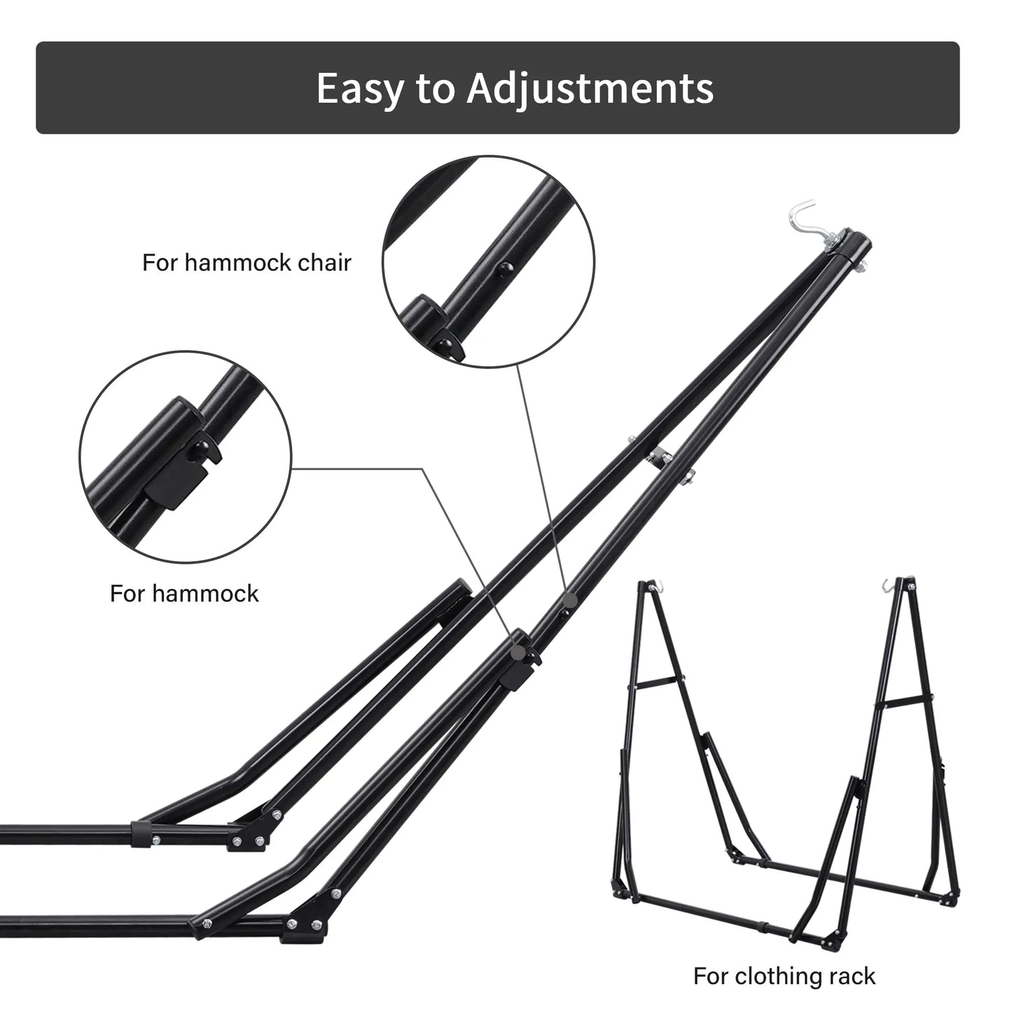 💥Factory Direct Sell💥Double Fabric Hammock Chair 🪑 w/ Stand 🌿 Easy Setup & Portable Design 💪