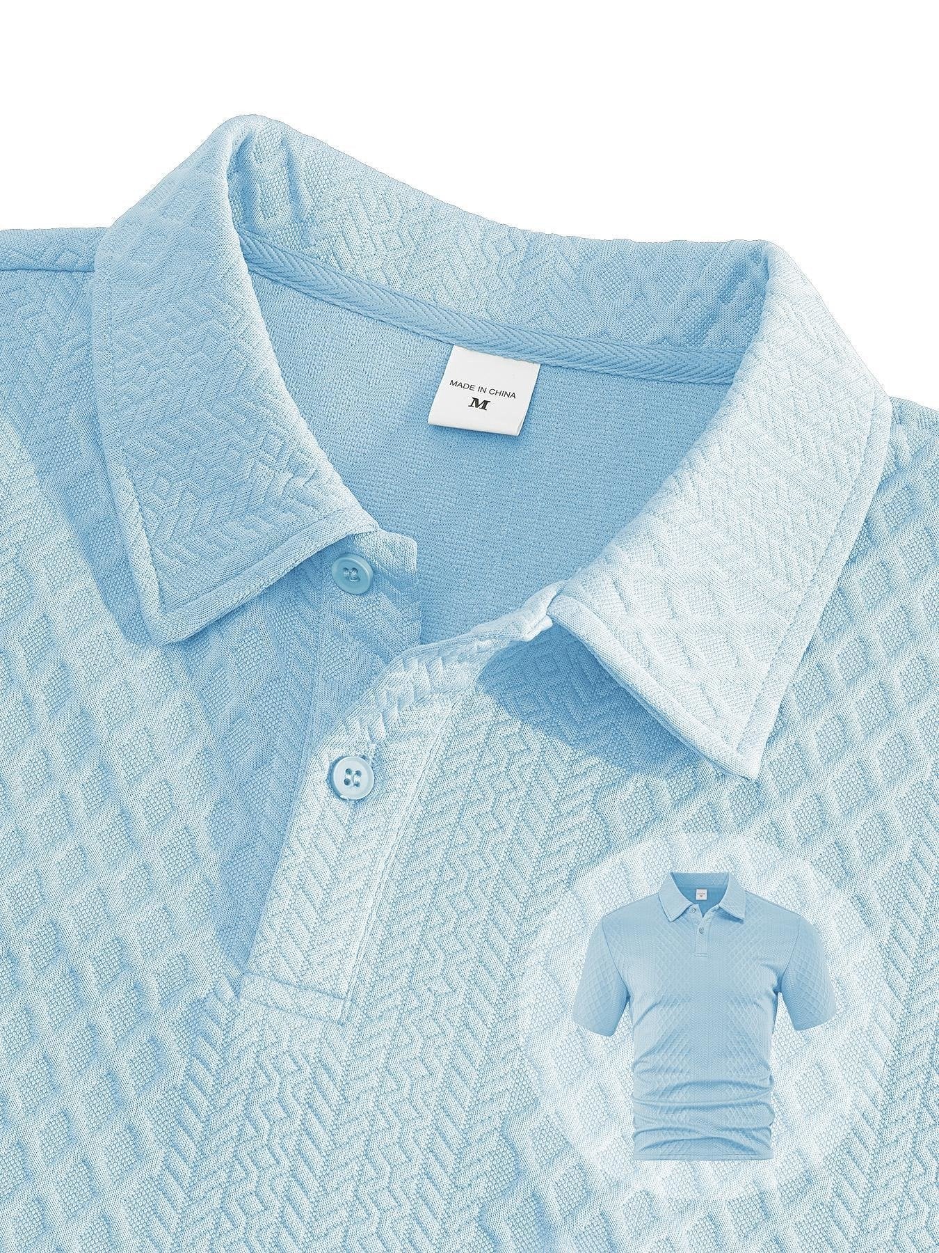🎁New Arrivals🔥Men's Solid Polo Shirt & Drawstring Waist Shorts Set, Cozy Breathable Two-piece Outfits