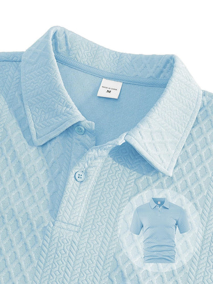 🎁New Arrivals🔥Men's Solid Polo Shirt & Drawstring Waist Shorts Set, Cozy Breathable Two-piece Outfits
