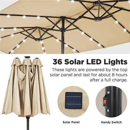 🎯 CLEARANCE: 15ft Double-Sided Solar LED Umbrella for Pool/Patio 🛒