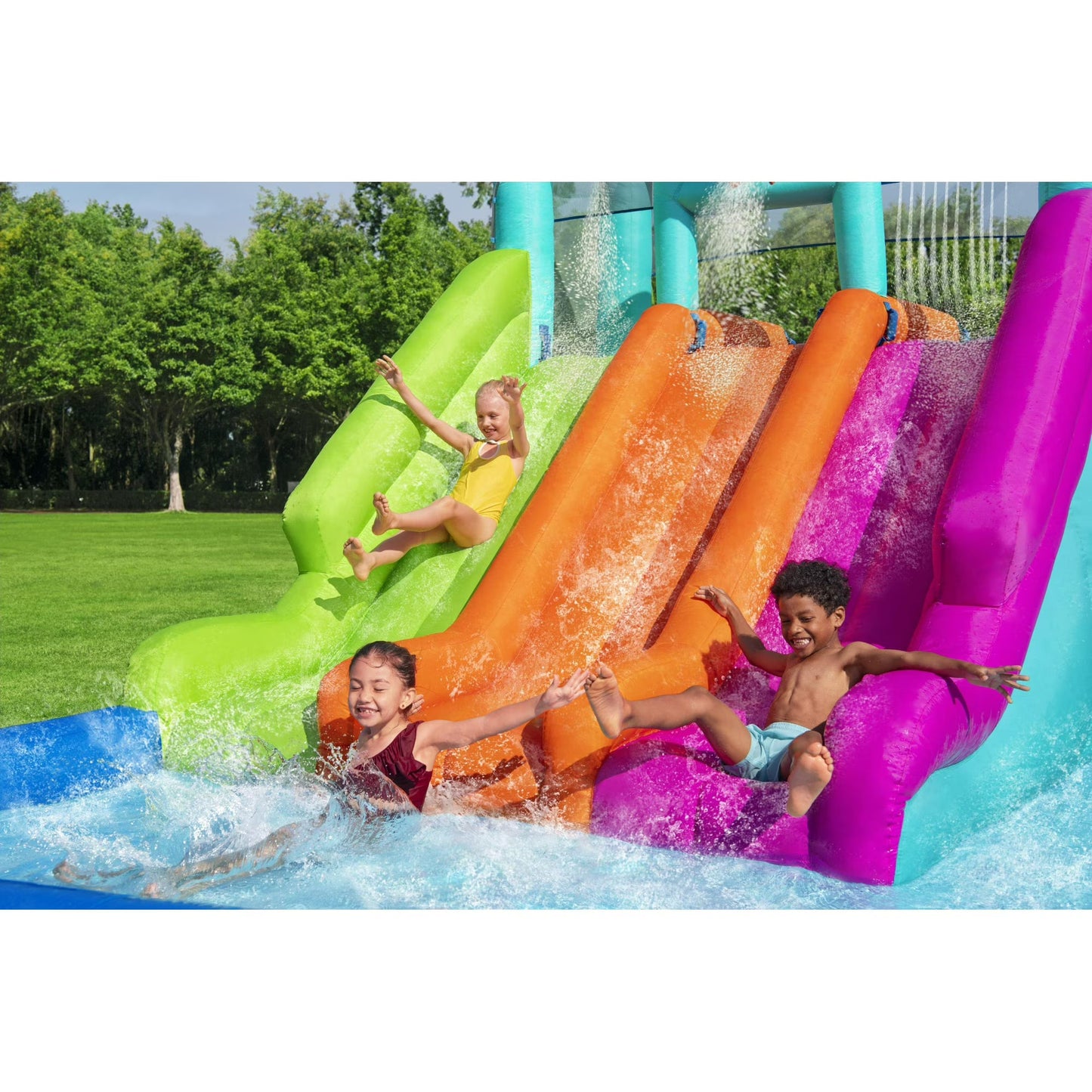 📦📦 Factory direct salese🌊 Triple Splash Course Inflatable Mega Water Park with Air Blower 🌞