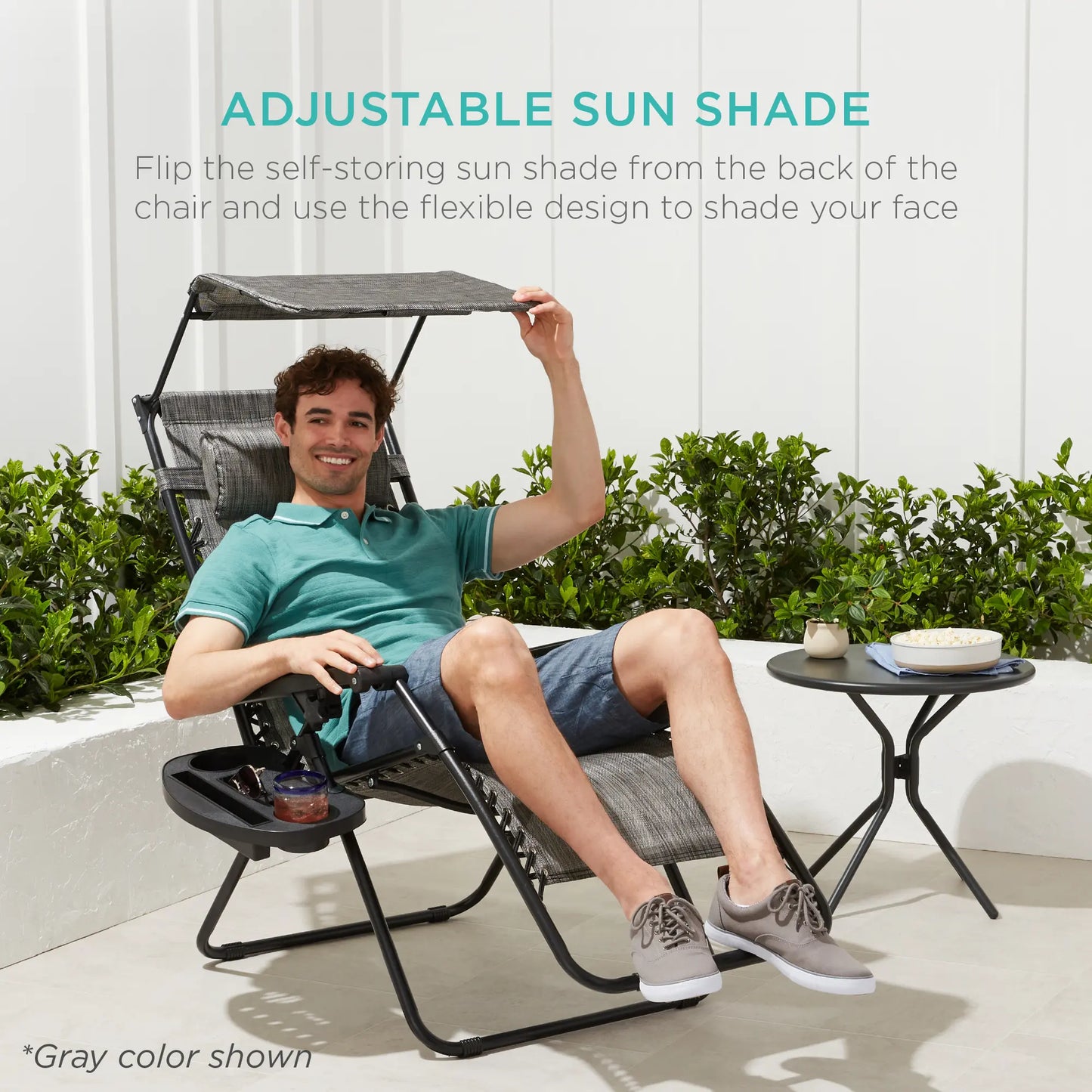 💥Factory Direct Sell💥Folding Zero Gravity Chair 🪑 w/ Canopy & Tray ☀️ Outdoor Lounge