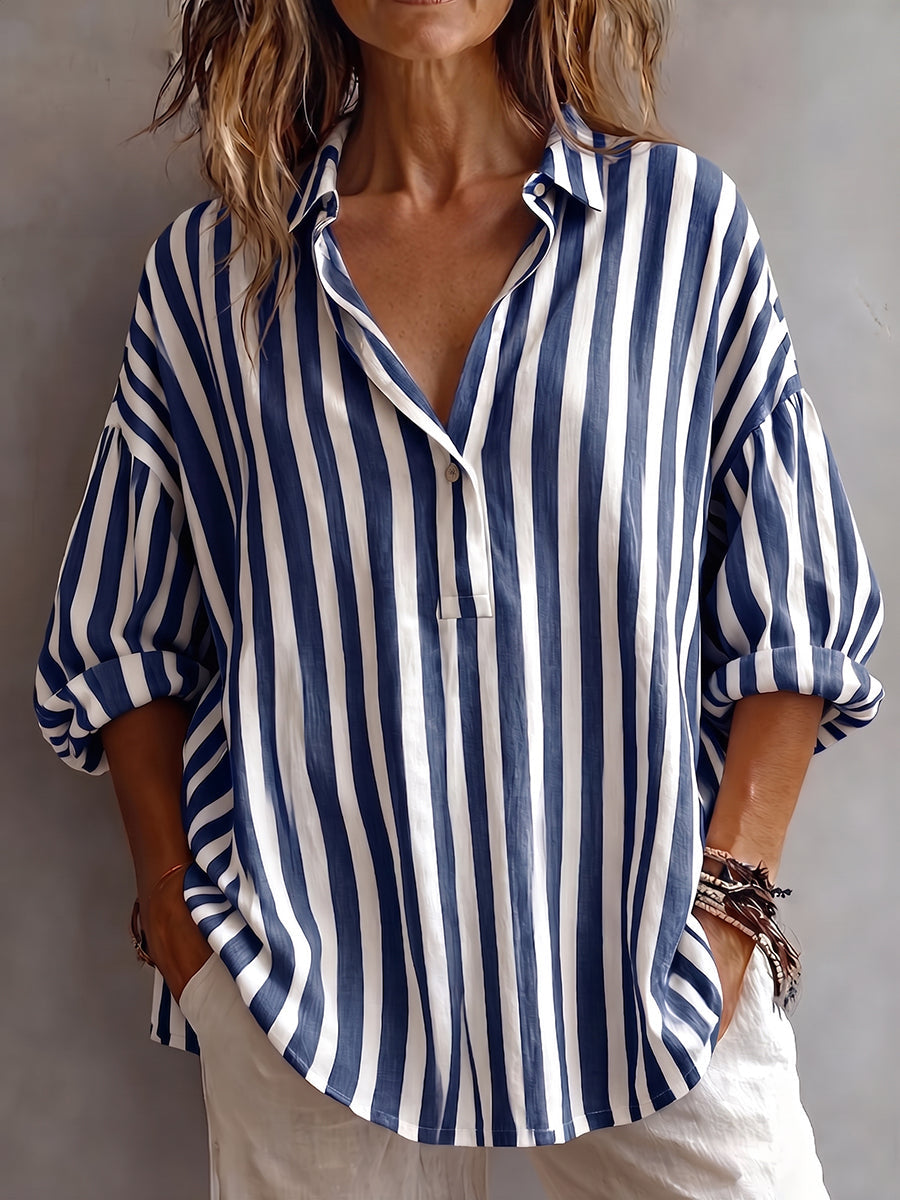 🎁New Arrivals🔥Casual Classic Striped Cotton Linen Blouse