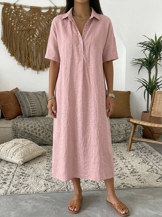 🎁New Arrivals🔥Women’s Cotton Linen Polo Dress – Casual Short Sleeve Summer Dress
