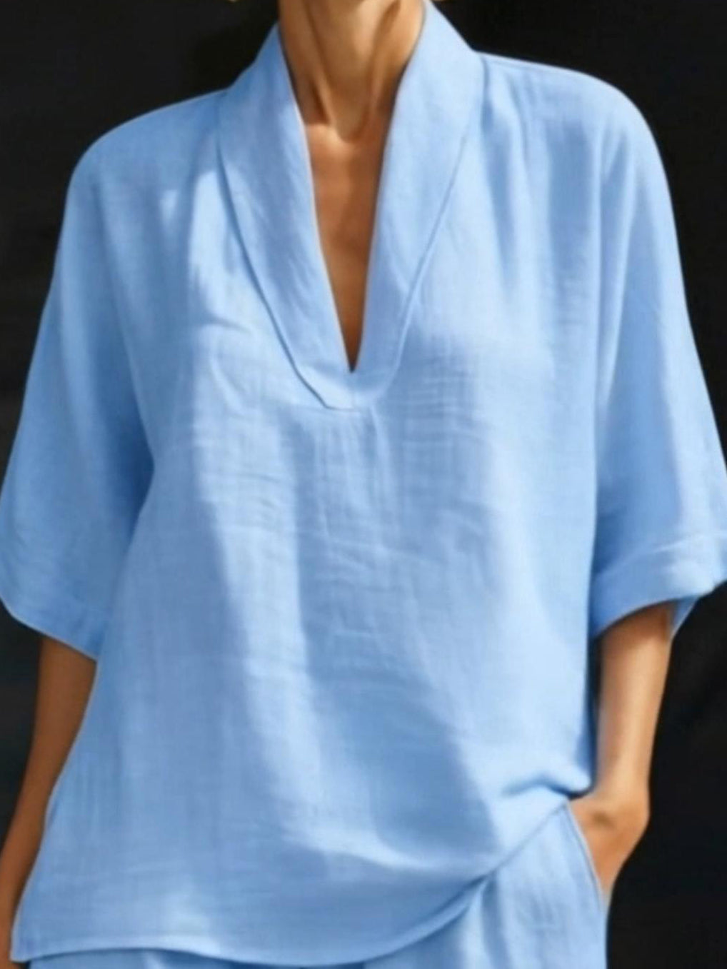 🎁New Arrivals🔥Minimalist Cozy V-neck Shirt And Shorts Linen Cotton Two-piece Set