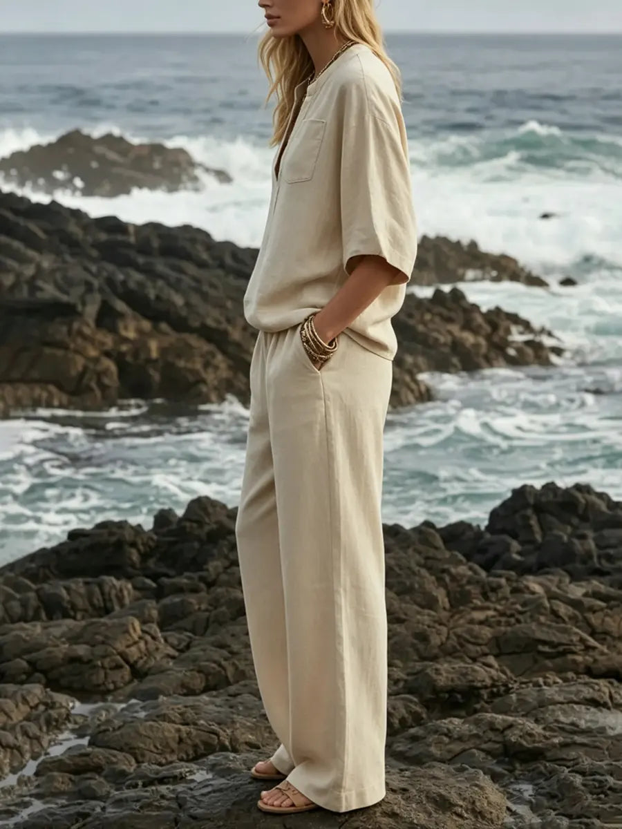 🎁New Arrivals🔥Women's Minimalist Relaxed Cotton-linen Set